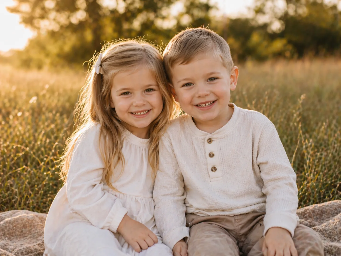 Kinder im Spiel – authentischer Familienmoment im goldenen Sommerlicht
